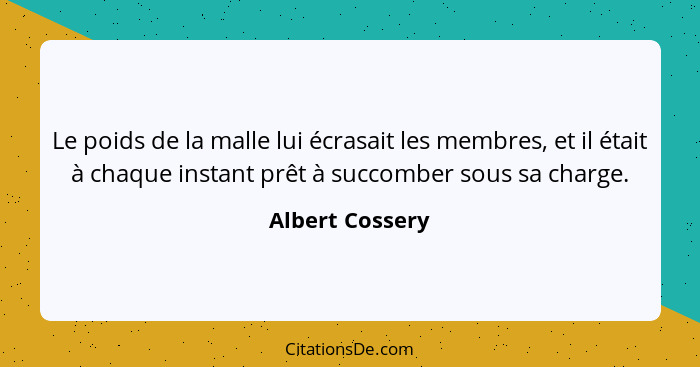 Le poids de la malle lui écrasait les membres, et il était à chaque instant prêt à succomber sous sa charge.... - Albert Cossery