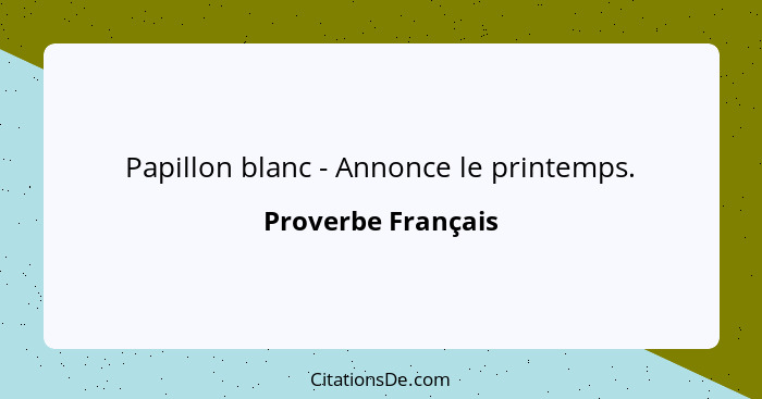 Papillon blanc - Annonce le printemps.... - Proverbe Français