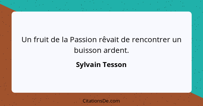 Un fruit de la Passion rêvait de rencontrer un buisson ardent.... - Sylvain Tesson