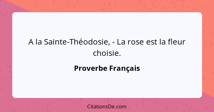 A la Sainte-Théodosie, - La rose est la fleur choisie.... - Proverbe Français