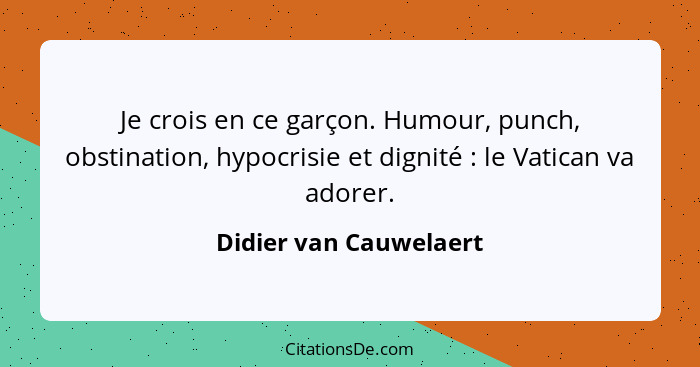 Je crois en ce garçon. Humour, punch, obstination, hypocrisie et dignité : le Vatican va adorer.... - Didier van Cauwelaert