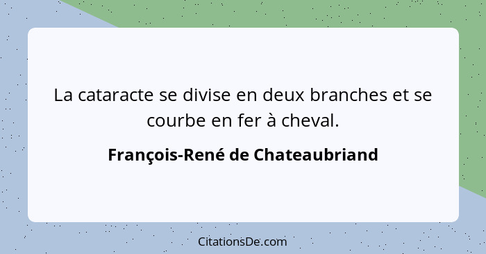 La cataracte se divise en deux branches et se courbe en fer à cheval.... - François-René de Chateaubriand