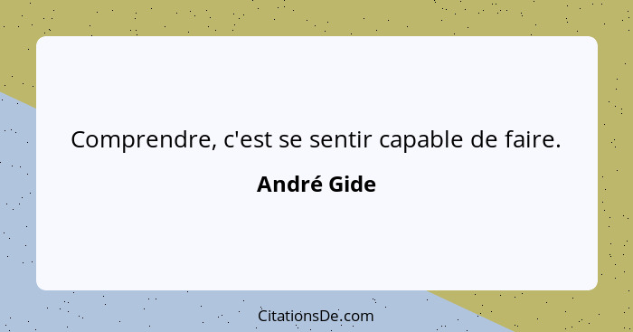 Comprendre, c'est se sentir capable de faire.... - André Gide