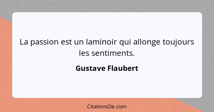 La passion est un laminoir qui allonge toujours les sentiments.... - Gustave Flaubert