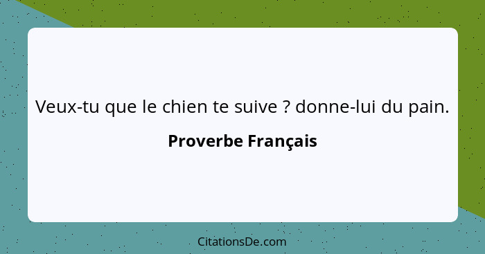 Veux-tu que le chien te suive ? donne-lui du pain.... - Proverbe Français