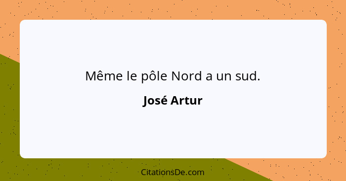 Même le pôle Nord a un sud.... - José Artur