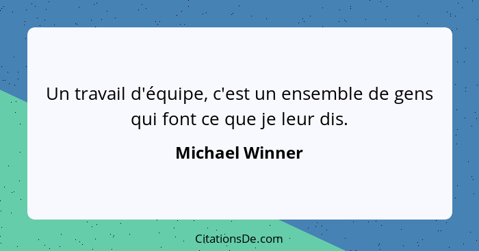 Un travail d'équipe, c'est un ensemble de gens qui font ce que je leur dis.... - Michael Winner