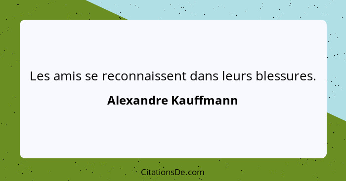 Les amis se reconnaissent dans leurs blessures.... - Alexandre Kauffmann