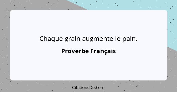 Chaque grain augmente le pain.... - Proverbe Français