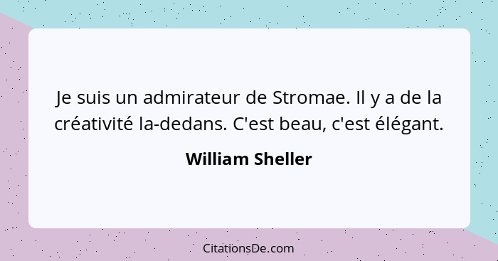 Je suis un admirateur de Stromae. Il y a de la créativité la-dedans. C'est beau, c'est élégant.... - William Sheller