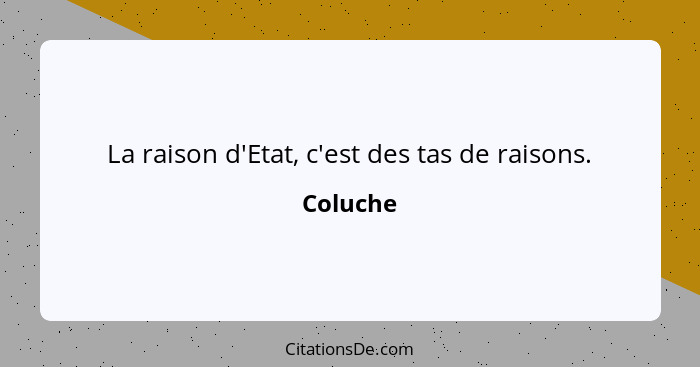 La raison d'Etat, c'est des tas de raisons.... - Coluche