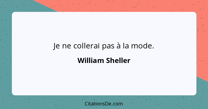 Je ne collerai pas à la mode.... - William Sheller