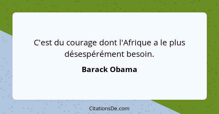 C'est du courage dont l'Afrique a le plus désespérément besoin.... - Barack Obama