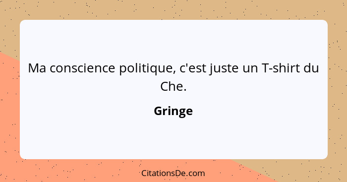 Ma conscience politique, c'est juste un T-shirt du Che.... - Gringe