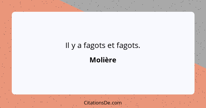 Il y a fagots et fagots.... - Molière