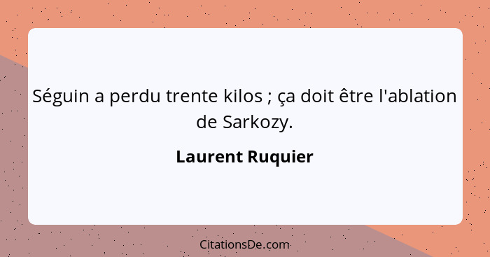 Séguin a perdu trente kilos ; ça doit être l'ablation de Sarkozy.... - Laurent Ruquier