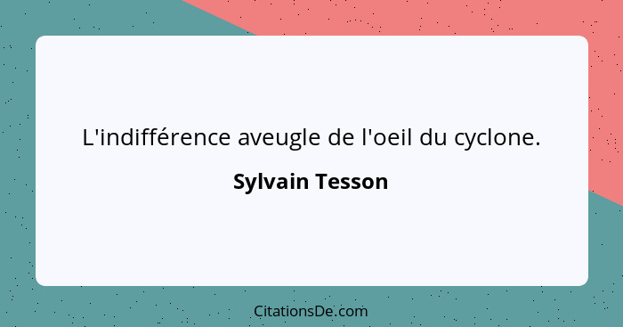 L'indifférence aveugle de l'oeil du cyclone.... - Sylvain Tesson