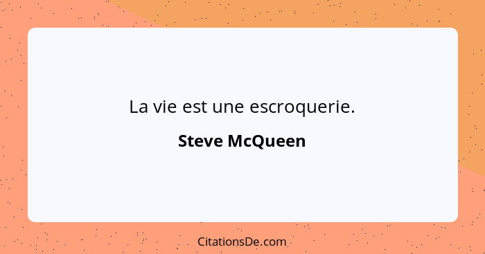 La vie est une escroquerie.... - Steve McQueen