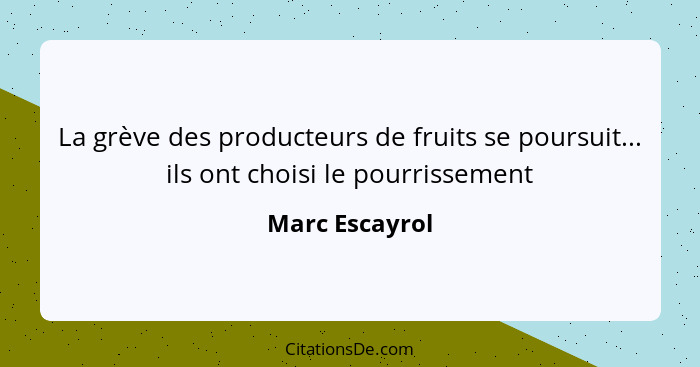 La grève des producteurs de fruits se poursuit... ils ont choisi le pourrissement... - Marc Escayrol
