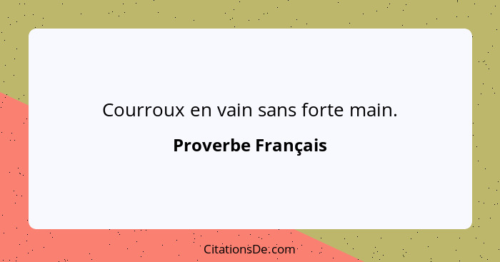 Courroux en vain sans forte main.... - Proverbe Français