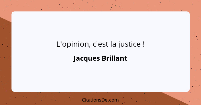 L'opinion, c'est la justice !... - Jacques Brillant