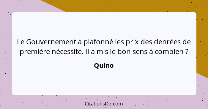 Le Gouvernement a plafonné les prix des denrées de première nécessité. Il a mis le bon sens à combien ?... - Quino