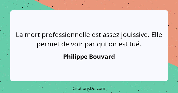 La mort professionnelle est assez jouissive. Elle permet de voir par qui on est tué.... - Philippe Bouvard