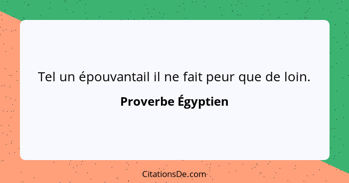 Tel un épouvantail il ne fait peur que de loin.... - Proverbe Égyptien