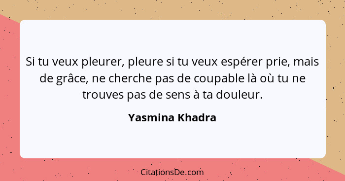 Yasmina Khadra Si Tu Veux Pleurer Pleure Si Tu Veux Esper