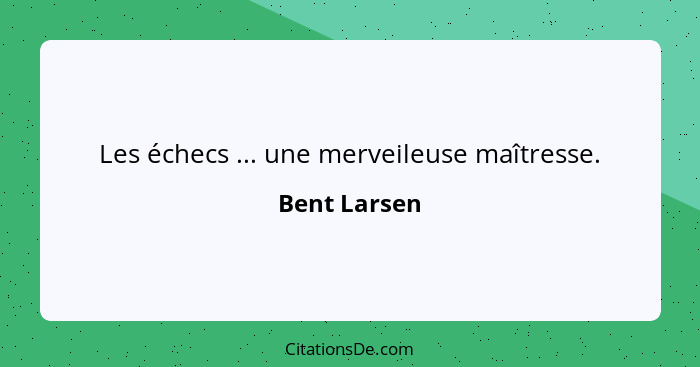 Les échecs ... une merveileuse maîtresse.... - Bent Larsen