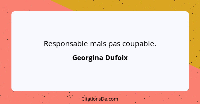 Responsable mais pas coupable.... - Georgina Dufoix