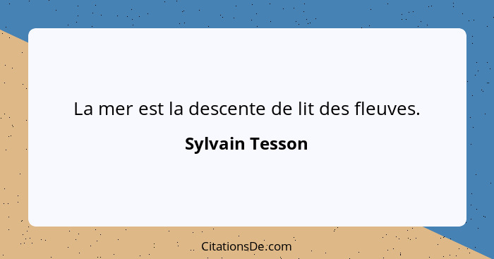 La mer est la descente de lit des fleuves.... - Sylvain Tesson