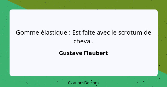 Gomme élastique : Est faite avec le scrotum de cheval.... - Gustave Flaubert