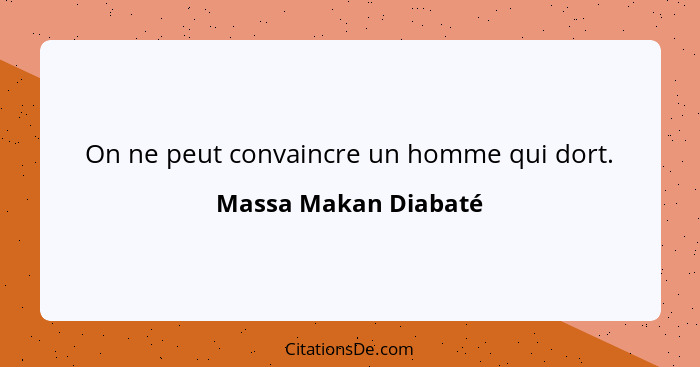 On ne peut convaincre un homme qui dort.... - Massa Makan Diabaté