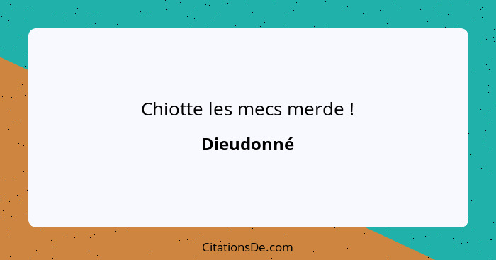 Chiotte les mecs merde !... - Dieudonné