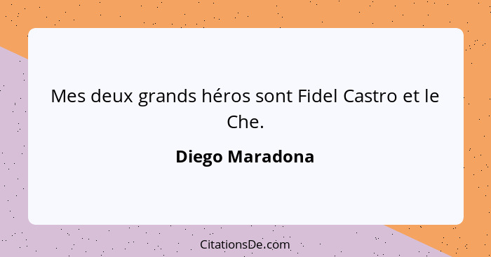 Mes deux grands héros sont Fidel Castro et le Che.... - Diego Maradona