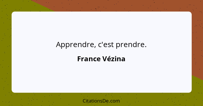 Apprendre, c'est prendre.... - France Vézina