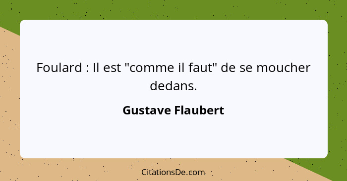 Foulard : Il est "comme il faut" de se moucher dedans.... - Gustave Flaubert