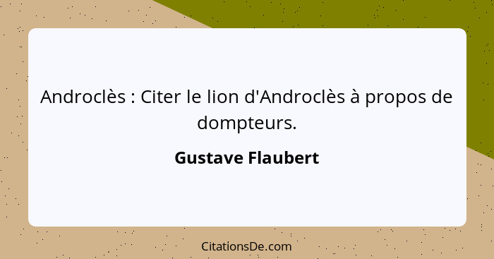 Androclès : Citer le lion d'Androclès à propos de dompteurs.... - Gustave Flaubert