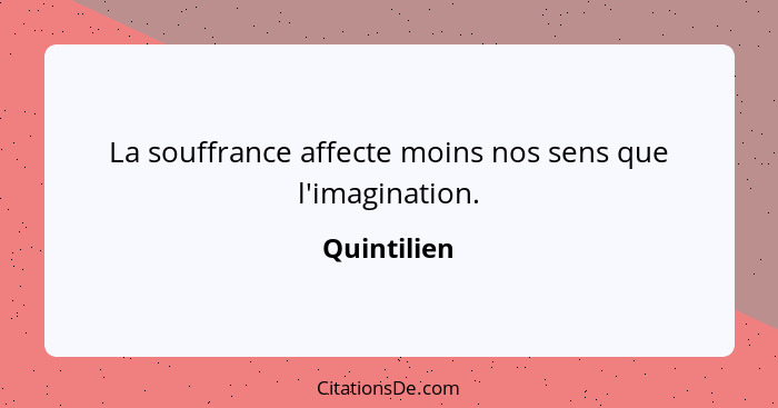 La souffrance affecte moins nos sens que l'imagination.... - Quintilien