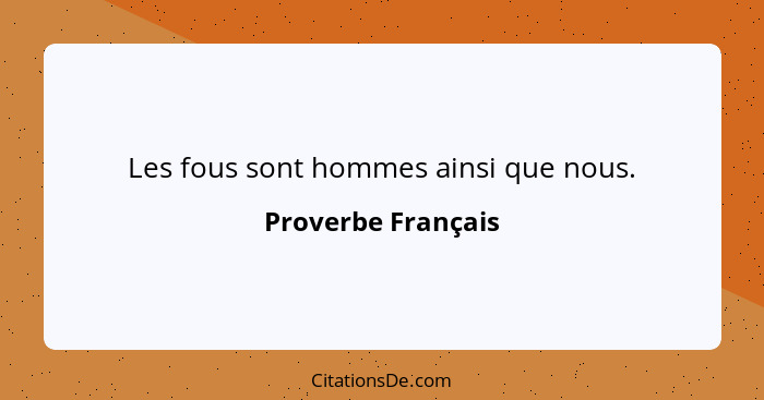 Les fous sont hommes ainsi que nous.... - Proverbe Français