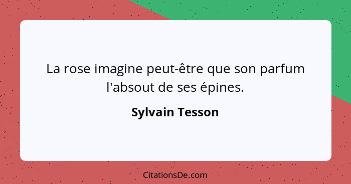 La rose imagine peut-être que son parfum l'absout de ses épines.... - Sylvain Tesson