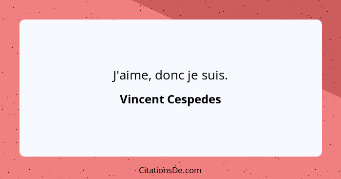 J'aime, donc je suis.... - Vincent Cespedes