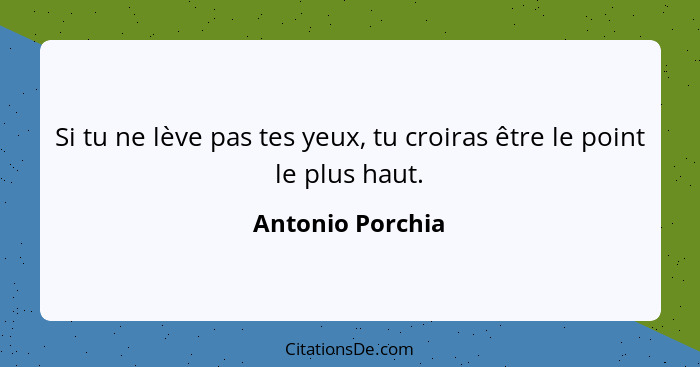 Si tu ne lève pas tes yeux, tu croiras être le point le plus haut.... - Antonio Porchia