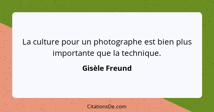 La culture pour un photographe est bien plus importante que la technique.... - Gisèle Freund