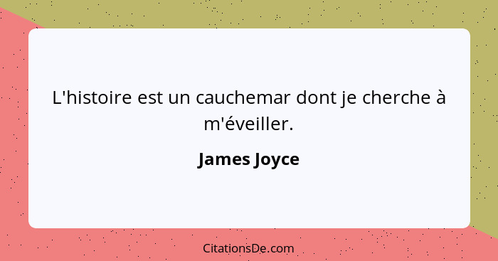 L'histoire est un cauchemar dont je cherche à m'éveiller.... - James Joyce