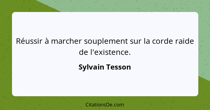 Réussir à marcher souplement sur la corde raide de l'existence.... - Sylvain Tesson