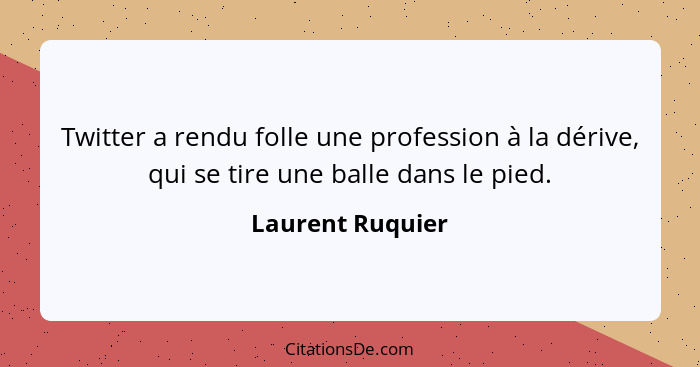 Twitter a rendu folle une profession à la dérive, qui se tire une balle dans le pied.... - Laurent Ruquier