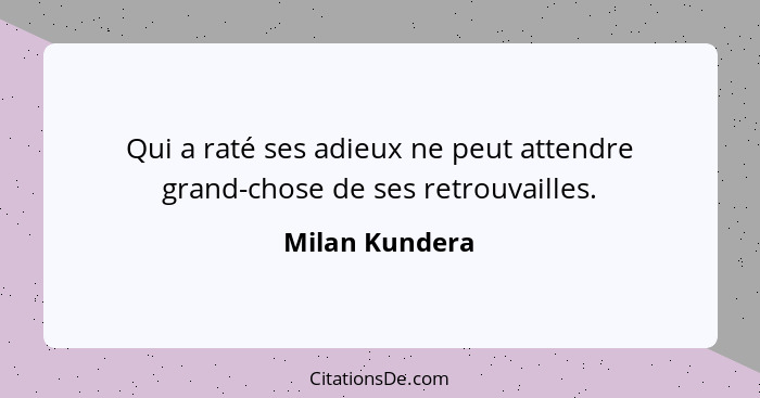 Qui a raté ses adieux ne peut attendre grand-chose de ses retrouvailles.... - Milan Kundera