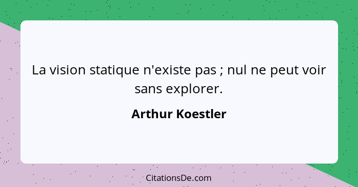 La vision statique n'existe pas ; nul ne peut voir sans explorer.... - Arthur Koestler